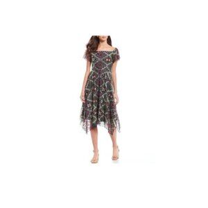 Alex Marie Veronica Embroidered Off-The-Shoulder Midi A-Line Dress Size 10 new
